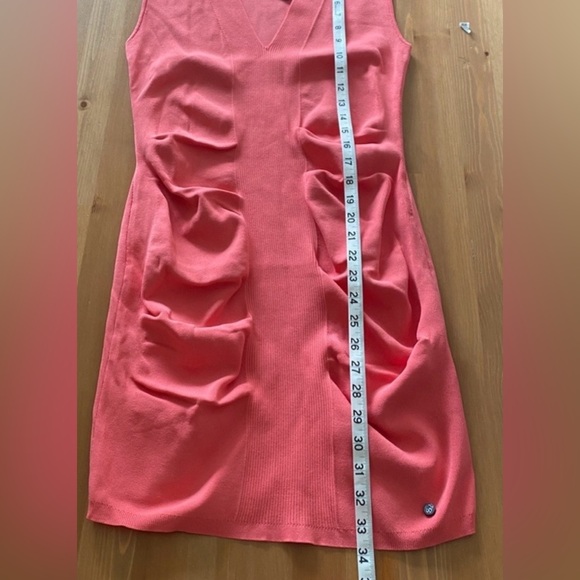 Ted Baker Size 3/US 8-10 Novari Ruched Rib Knit Sleeveless Bodycon Dress Coral - Picture 8 of 12